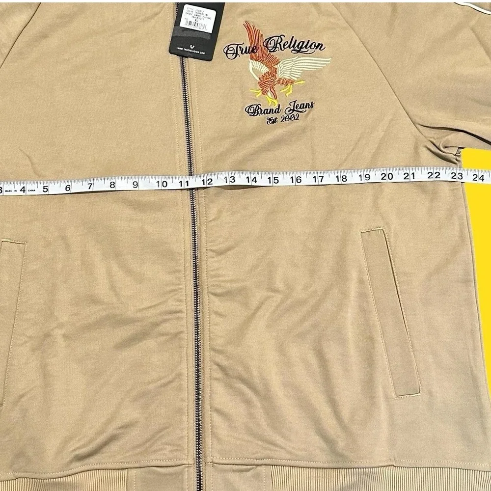 NWT True Religion Embroidered Golden State Track Jacket Travertine Tan Mens XL